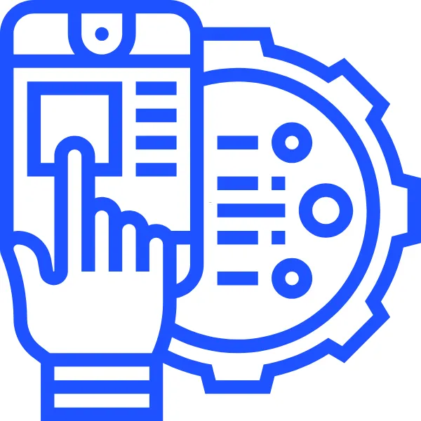 Illustration of a hand interacting with a mobile interface and automated system—representing WebFast24’s all-in-one solution for automating lead generation and business growth.