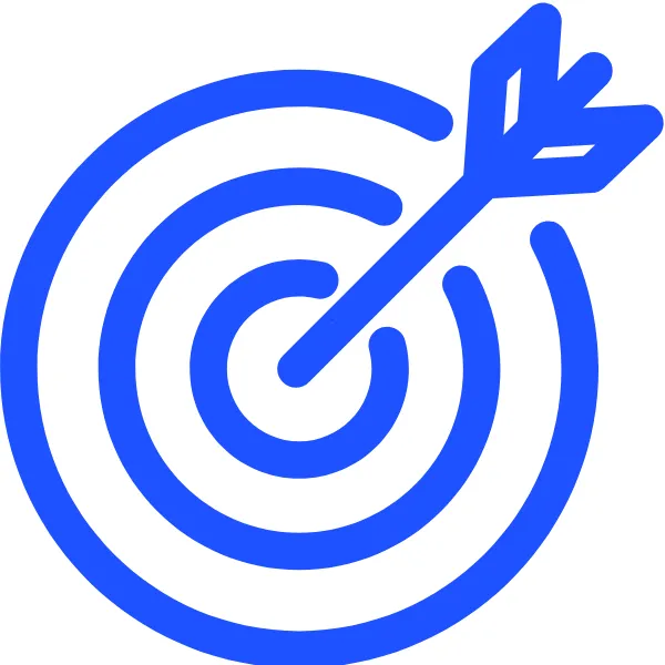 Bullseye target icon with arrow hitting the center—representing high-quality traffic, search intent, and lead conversion through SEO