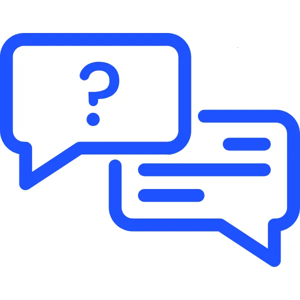 Chat bubbles with checkmarks and stars—representing Google Business Profile Q&A, review responses, and real-time engagement tools that drive conversions.
