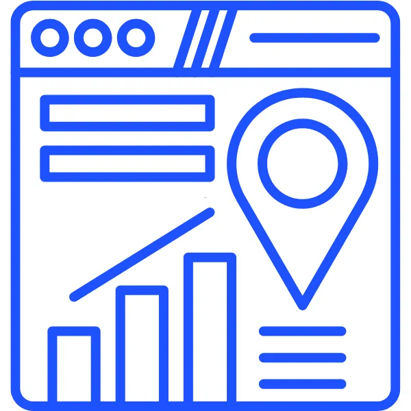 Google Map interface with location pins and top search rankings—representing increased visibility in local Map Pack results through GBP optimization.