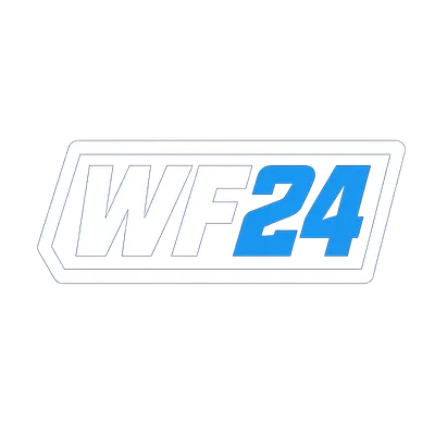 WF24 logo with bold white “WF” and vibrant blue “24,” enclosed in a white border with a subtle drop shadow on a transparent background—representing fast, professional website delivery by WebFast24.