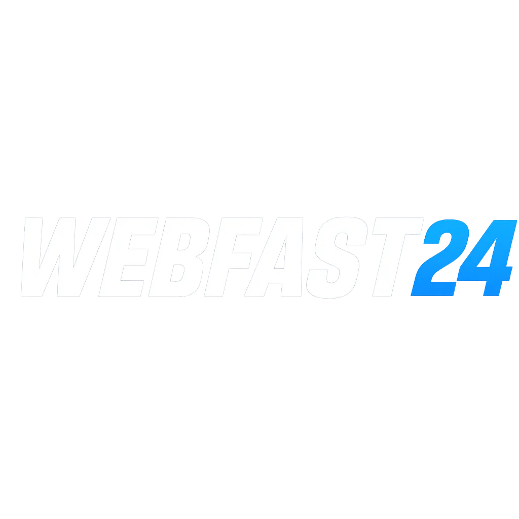 WebFast24 logo featuring bold modern typography with “Web” and “Fast” in sleek white or blue tones, and “24” highlighted in vibrant blue—symbolizing fast, professional website and marketing solutions delivered in 7 days or less.