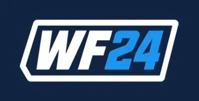 WebFast24 logo with bold white “WF” and vibrant blue “24,” enclosed in a white border with a subtle drop shadow on a transparent background—representing fast, professional website delivery by WebFast24.
