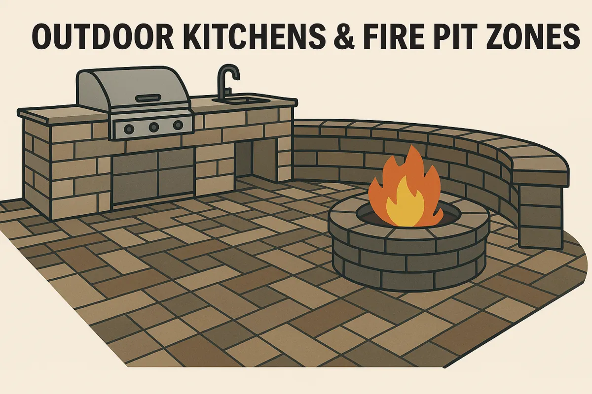 outdoor kitchens & fire pit zones