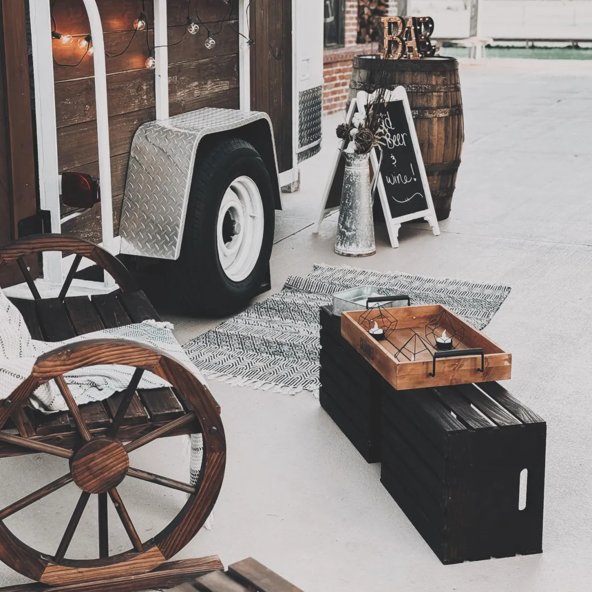 Mobile bartending bar setup