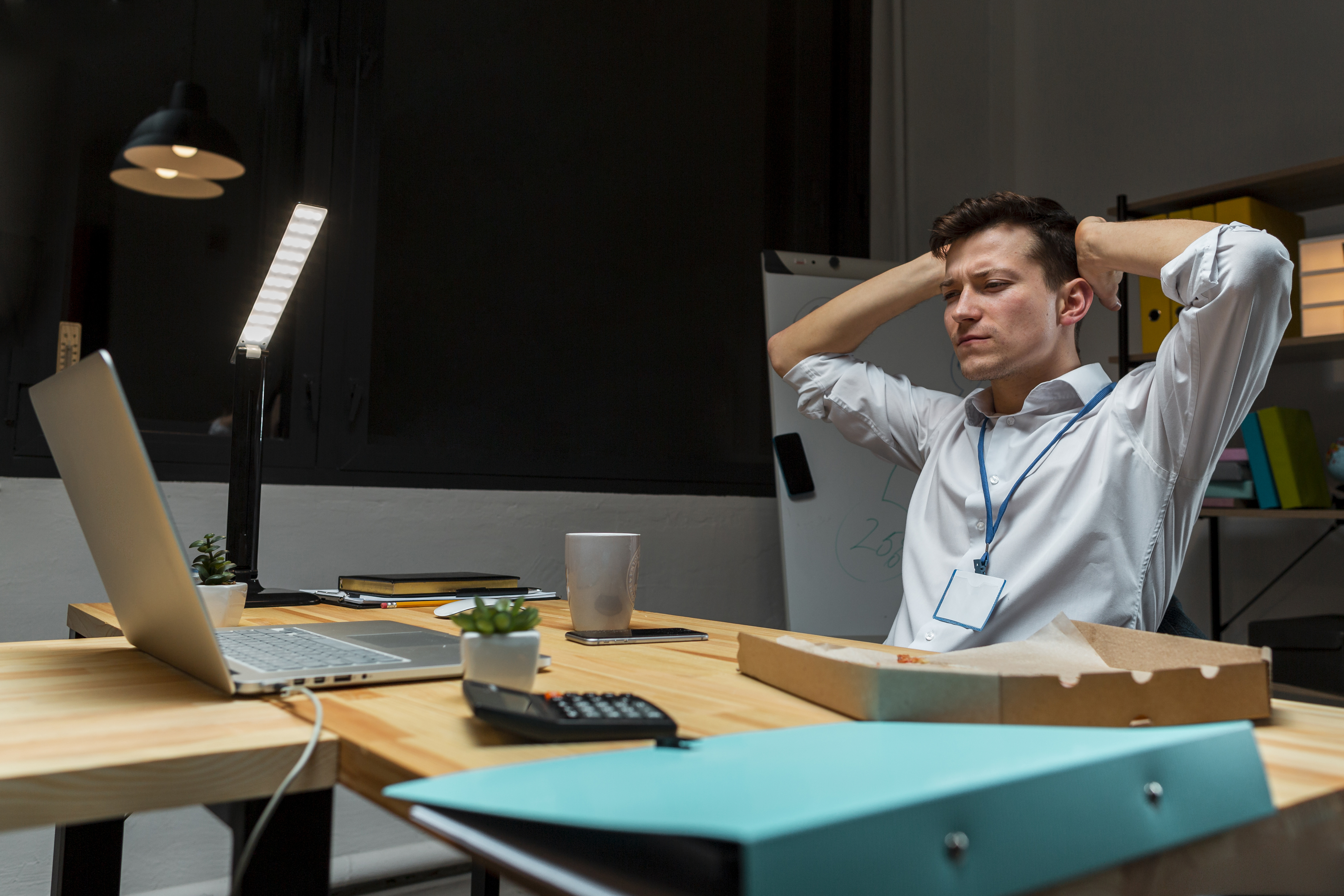 Businessman looking his computer