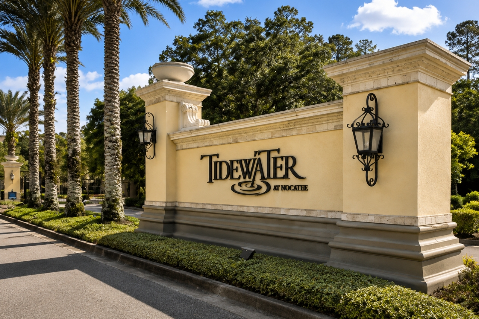 Gated entrance to Tidewater in the Town Center area of Nocatee, Florida