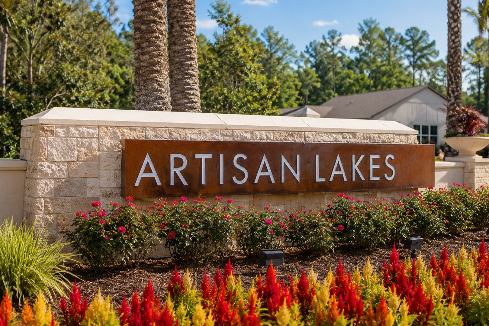 Entrance to Artisan Lakes 55+ community in Nocatee, Florida
