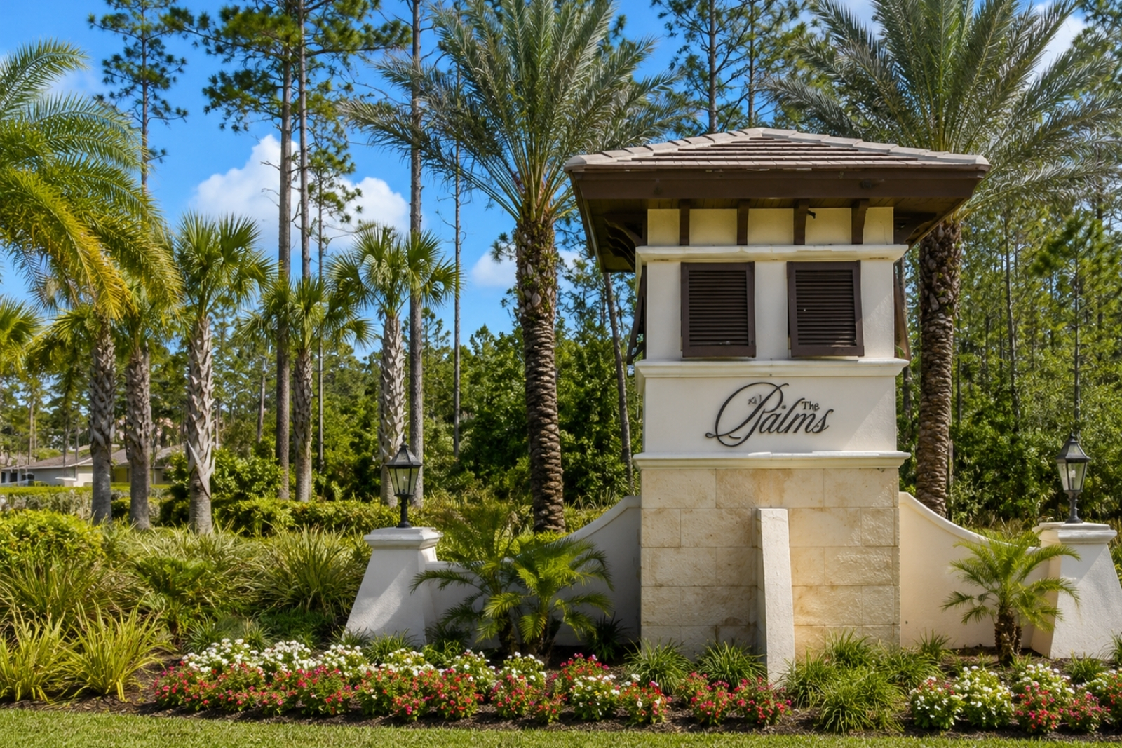 Entrance to The Palms Townhomes in the Twenty Mile area of Nocatee, Florida