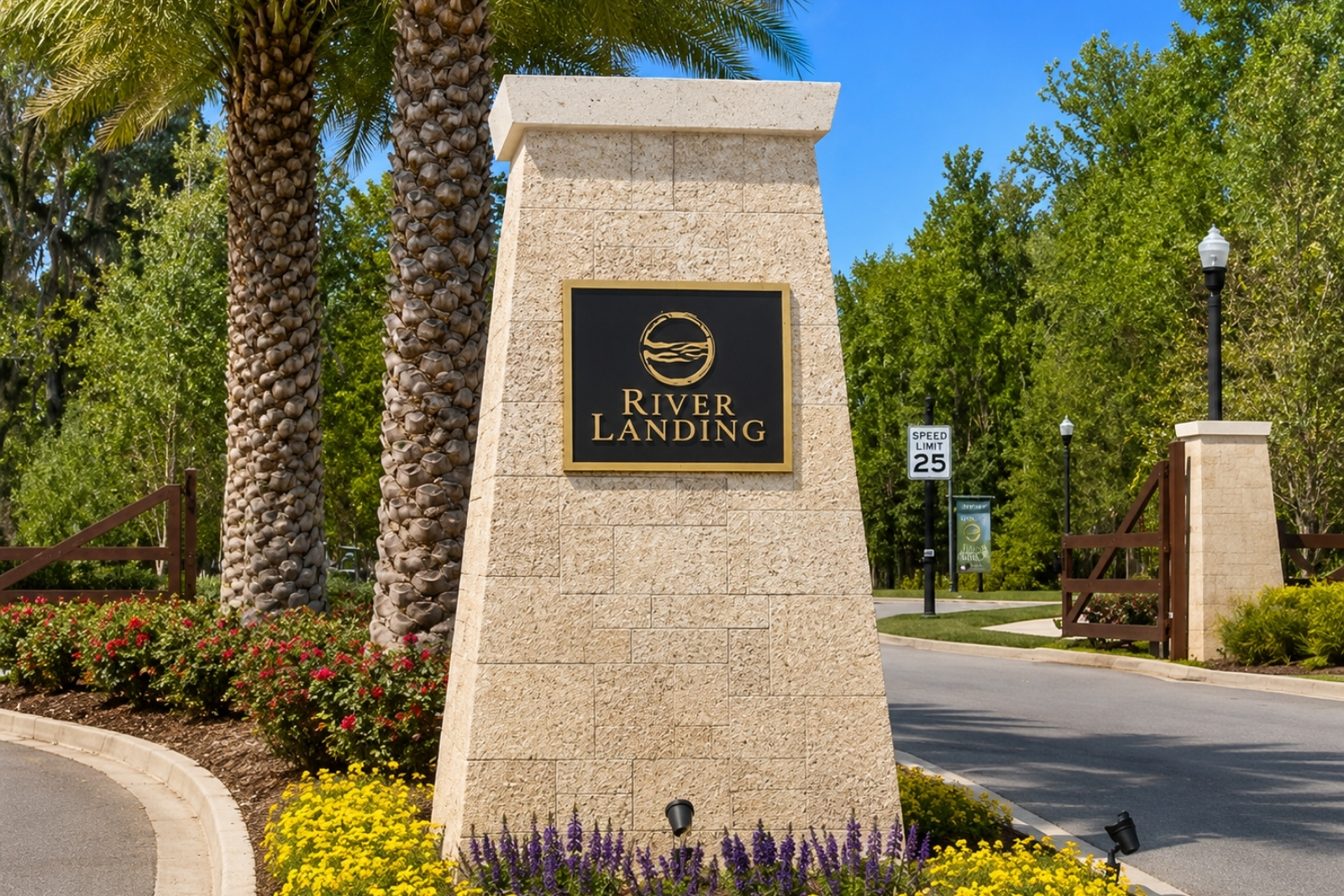 Gated entrance to River Landing in the Twenty Mile area of Nocatee, Florida