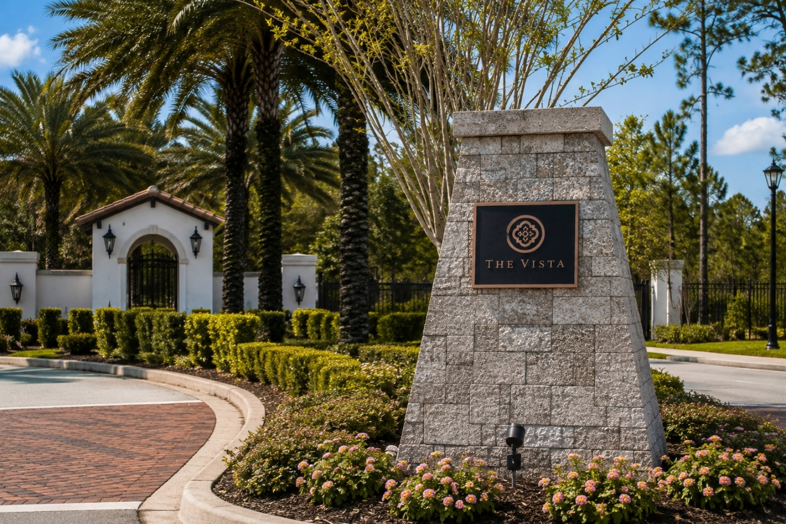 Gated entrance to The Vista in the Twenty Mile area of Nocatee, Florida
