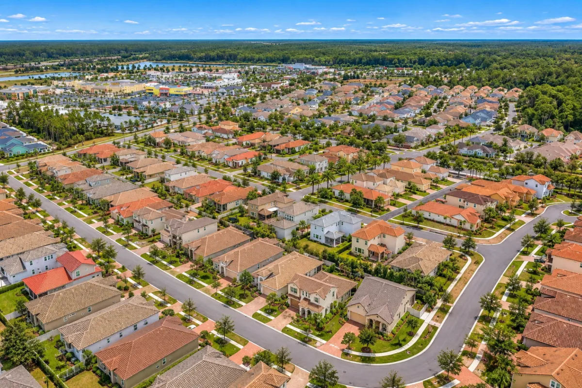 Aerial view of Siena homes and surrounding Town Center area in Nocatee