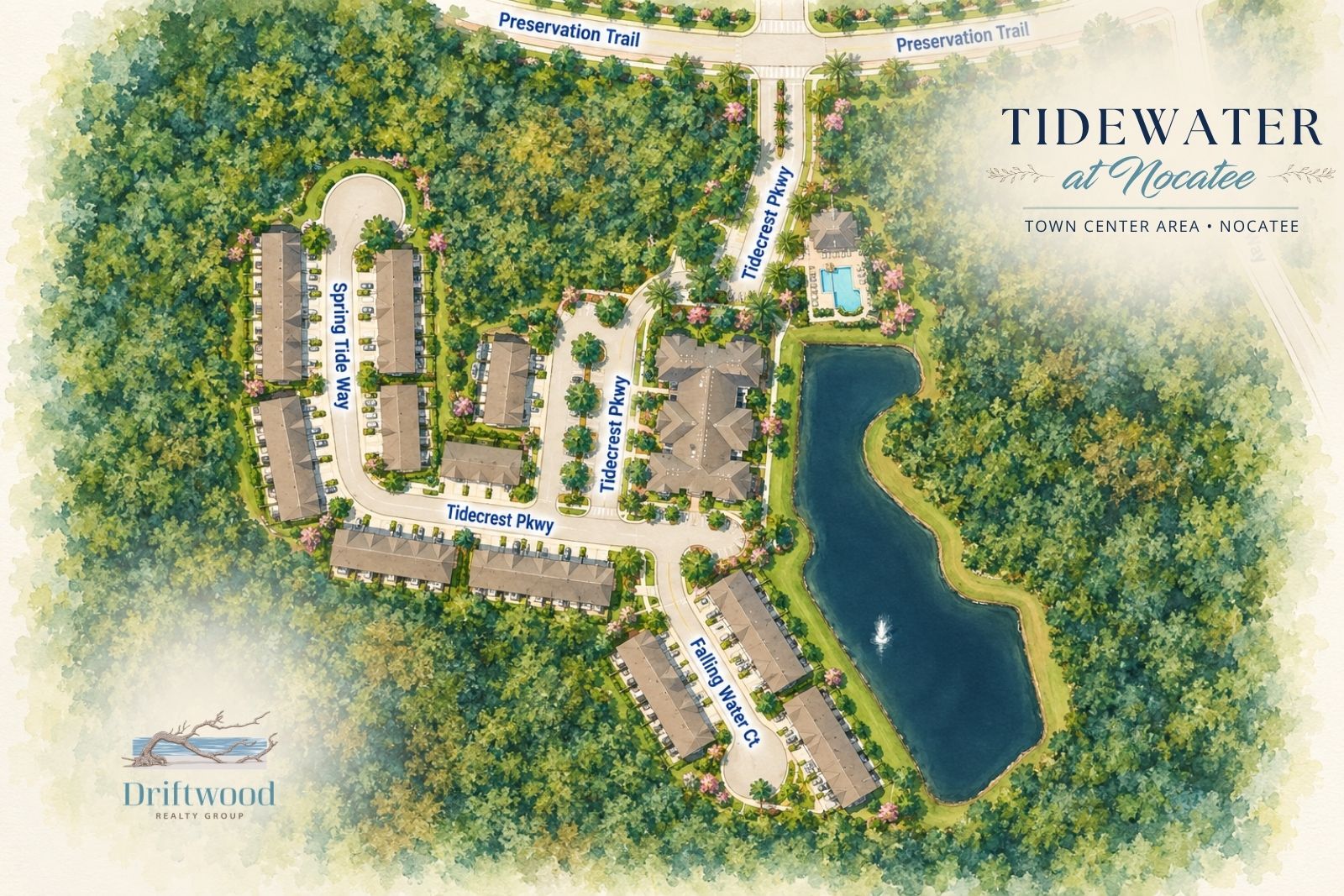 Illustrated neighborhood map of Enclave at Nocatee in Ponte Vedra, Florida