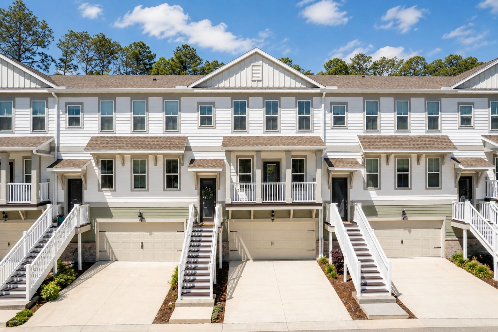 Three-story attached condominium homes with garages in Tidewater at Nocatee