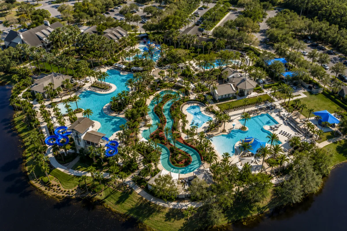 Aerial view of Splash Water Park in Nocatee, Ponte Vedra, Florida