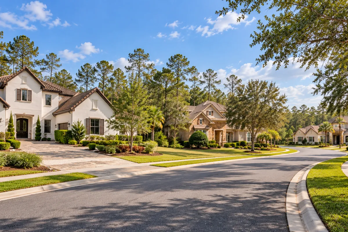 Street view of homes in The Island at Twenty Mile in Nocatee