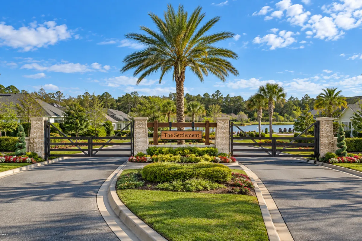 Single-family homes and streetscape in The Junction at Twenty Mile in Nocatee