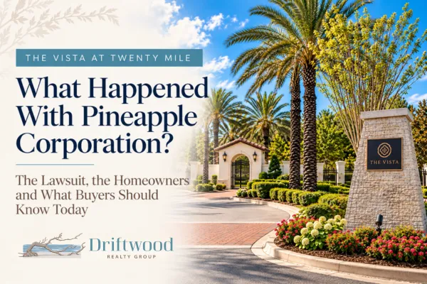 The Vista at Twenty Mile entrance in Nocatee for an article explaining the Pineapple Corporation lawsuit and neighborhood history