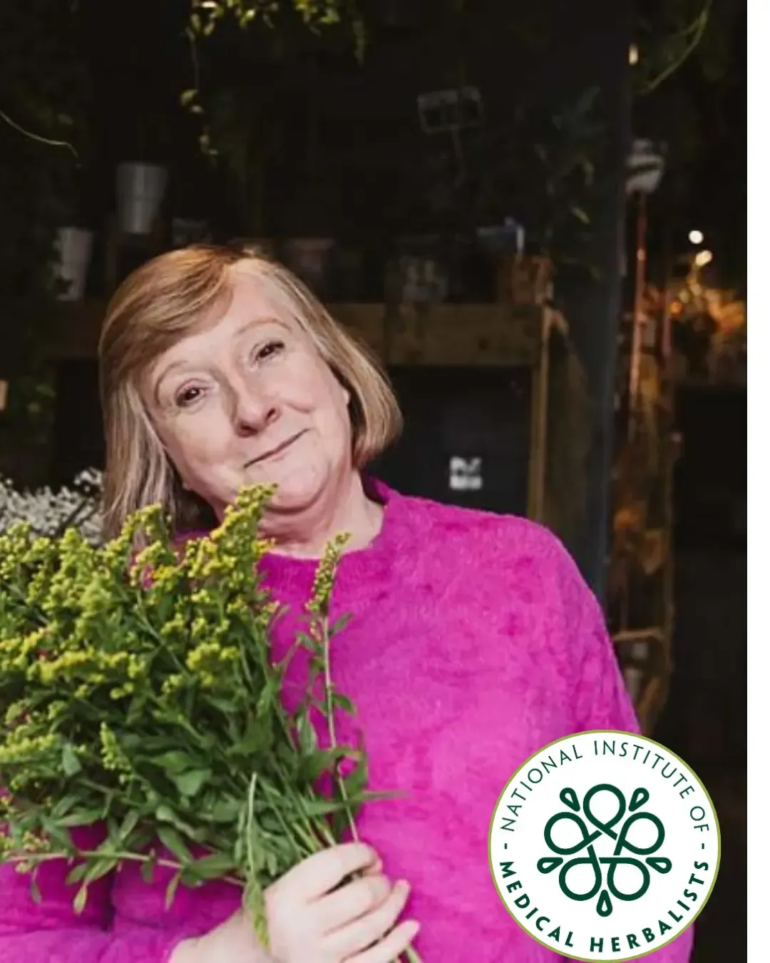 marie with flowers and nimh logo on picture