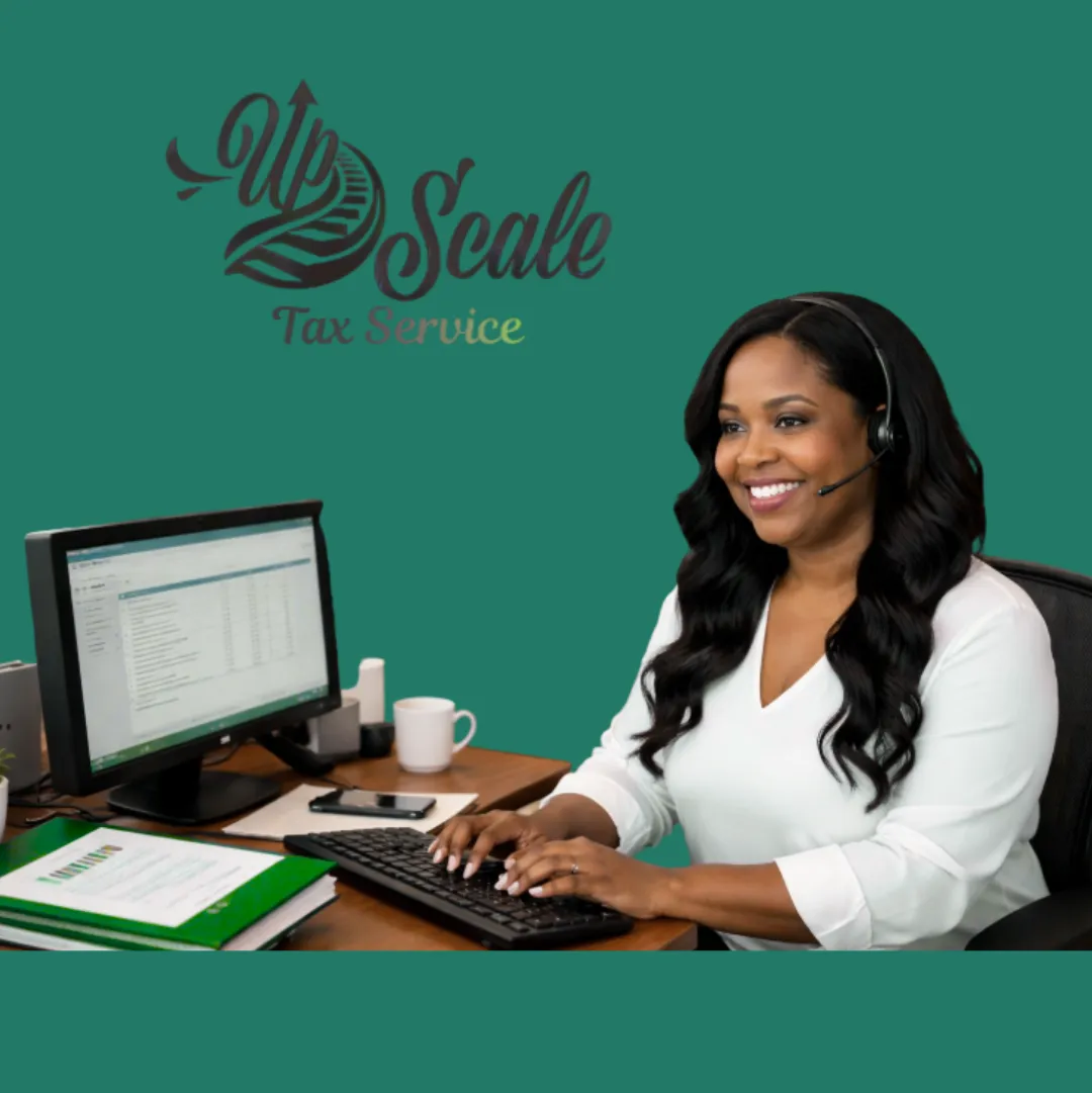 A diverse support team member answering a phone call in a bright, welcoming office. The workspace features a cheerful plant, a desktop computer, and motivational wall art, highlighting approachability and professionalism.