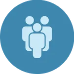 icon with 3 people for support and connection