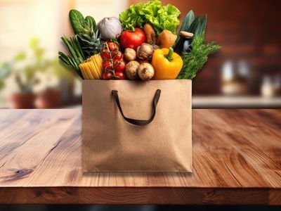 healthy vegetables in a shopping bag