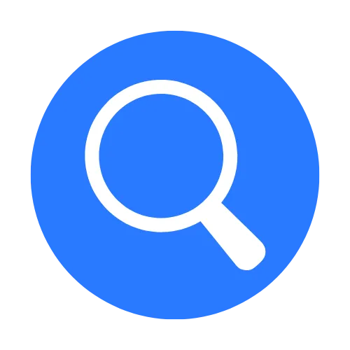 Magnifying glass icon symbolizing search and discovery in digital marketing strategies for lead generation and customer conversion.
