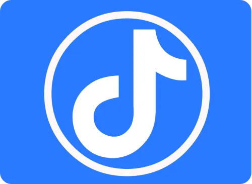 TikTok logo on a blue background, representing creative advertising and audience engagement for digital marketing strategies.