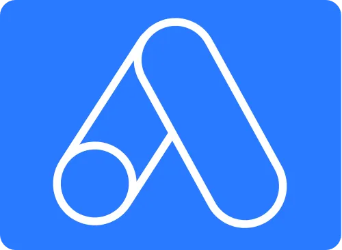 Logo of Google Ads in blue background, representing digital advertising solutions for lead generation and service promotion.