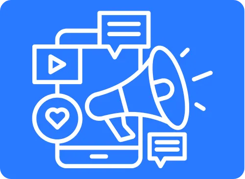 Smartphone with megaphone and social media icons, representing digital advertising and lead generation strategies for service-based businesses.