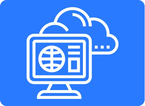 Computer monitor with cloud icon, symbolizing smart hosting and digital marketing solutions for lead generation and CRM automation.