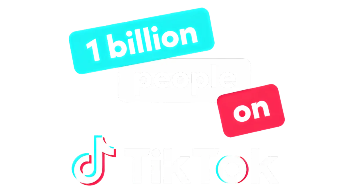 1 billion people on TikTok graphic, highlighting the platform's vast audience for effective TikTok advertising strategies by Apex Media LLC.