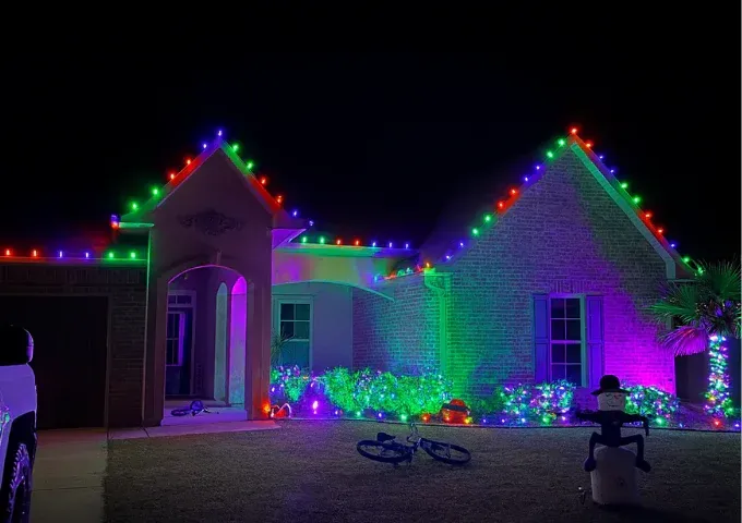 Custom Christmas lighting installation
