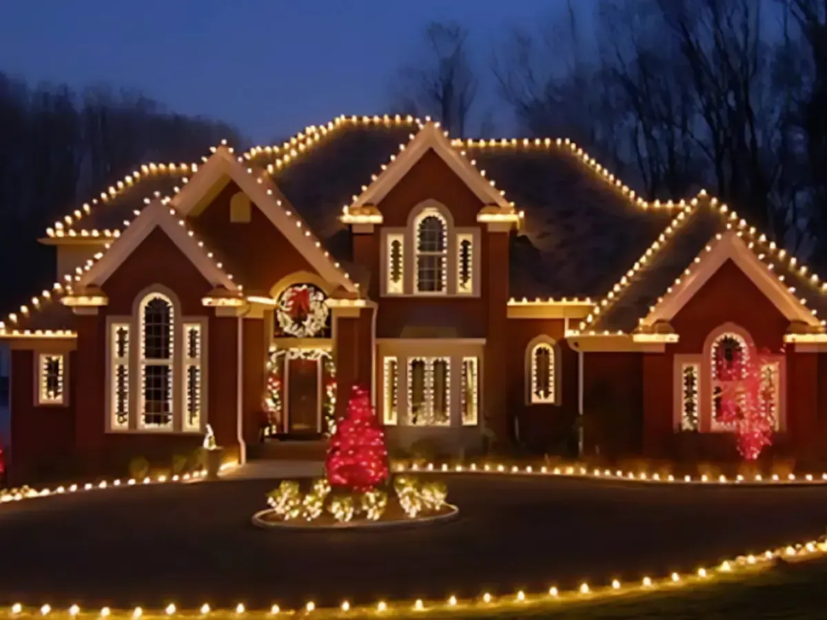 Custom holiday lighting designed for the property
