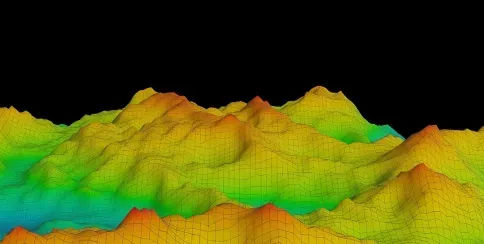 3D topographical map with elevation data for terrain analysis in surveying