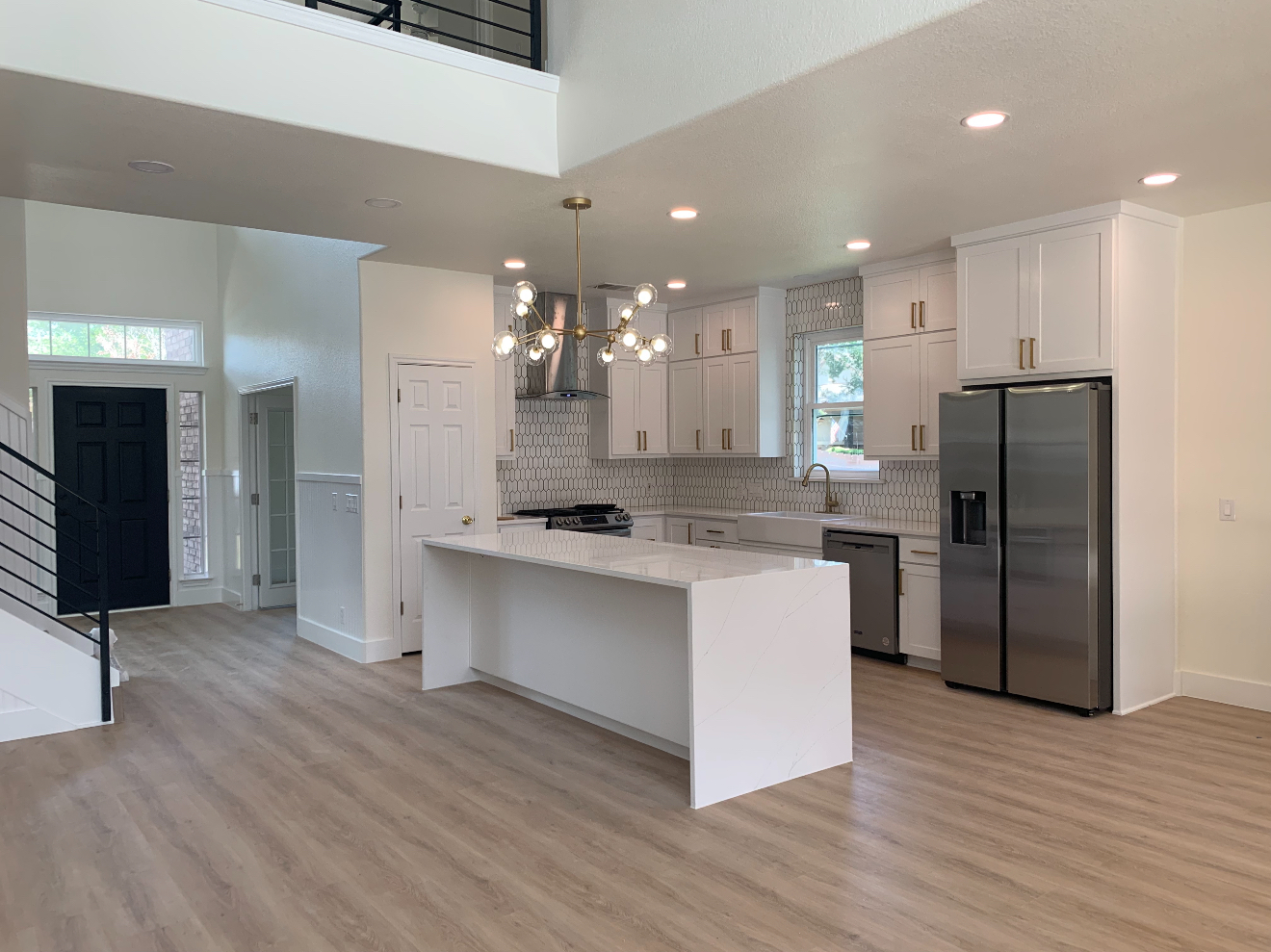 a patio with a couch and a table in it