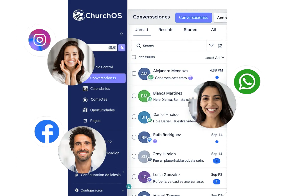 Consultores trabajando con tecnología en una iglesia