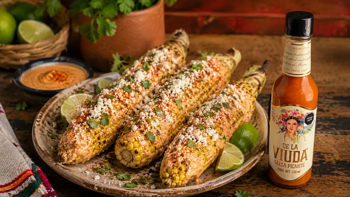 Elote asado con mayo picante