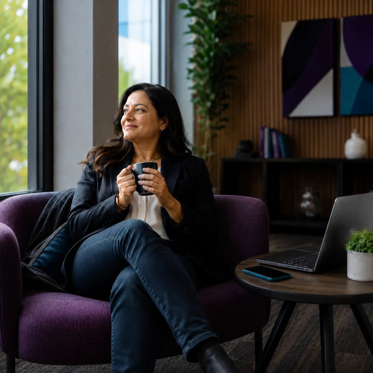 Business owner enjoying free time without missing calls