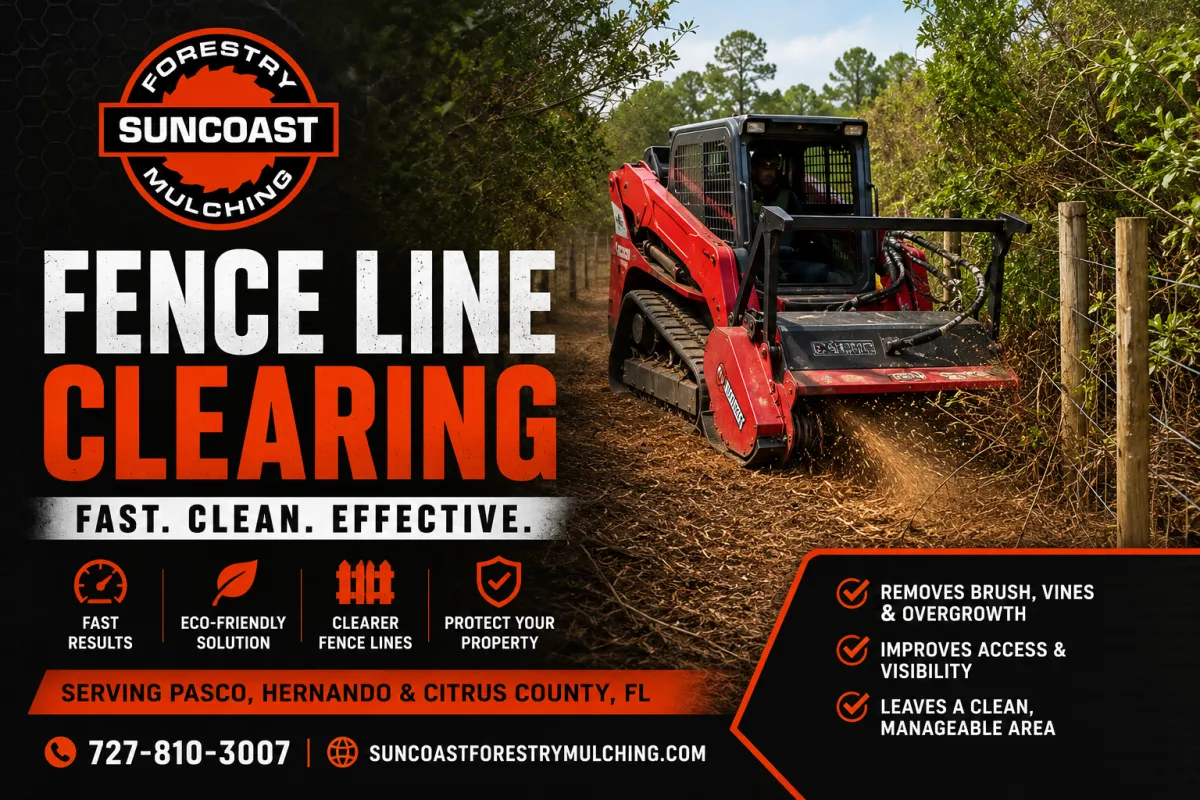 Fence Line Clearing in Pasco, Hernando & Citrus County: Why Forestry Mulching Is the Fastest Solution
