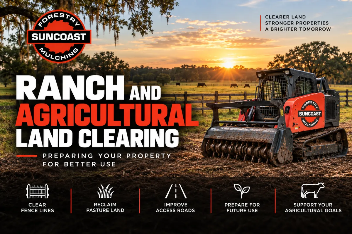 Ranch and agricultural land clearing in Florida with forestry mulching equipment