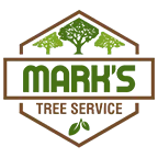 Mark’s Tree Service logo with green trees and brown outline, representing professional tree care and removal services in Roanoke Virginia
