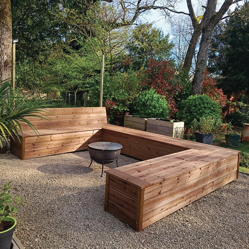 Espace brasero banc meuble bois