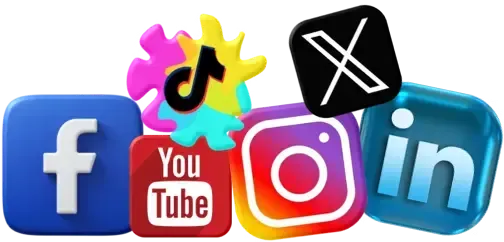 Social Media Links: Facebook, YouTube, Instagram, LinkedIn. TikTok, Twitter-X