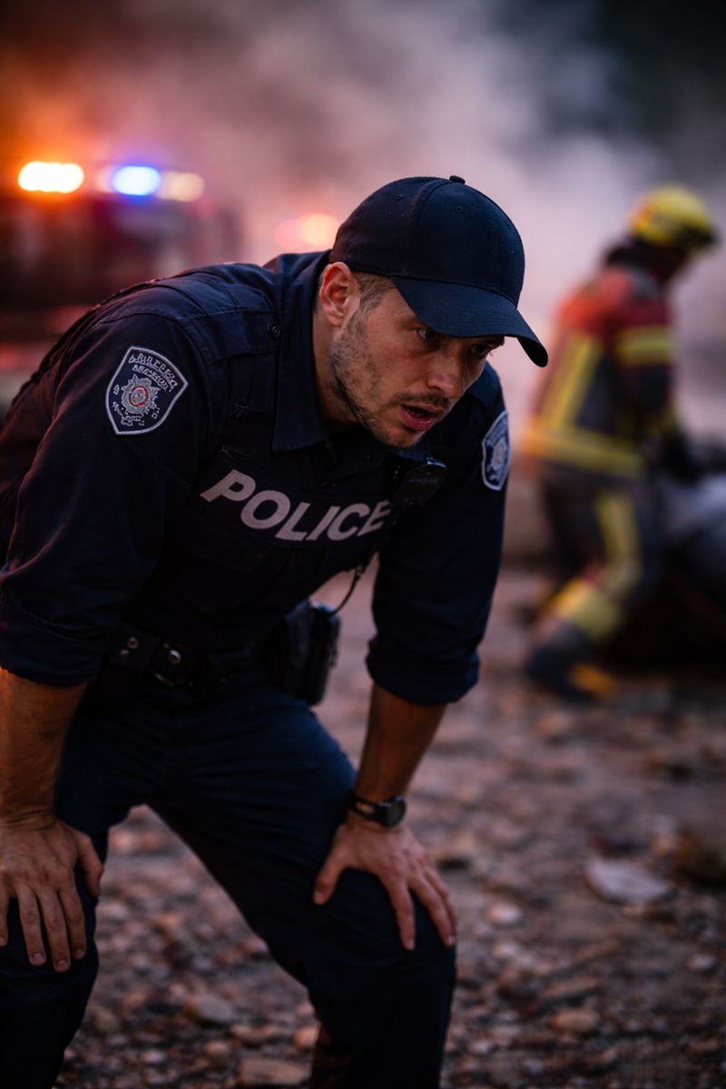 a fire truck driving down a street