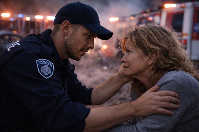 Emergency sign with arabic text and arrow