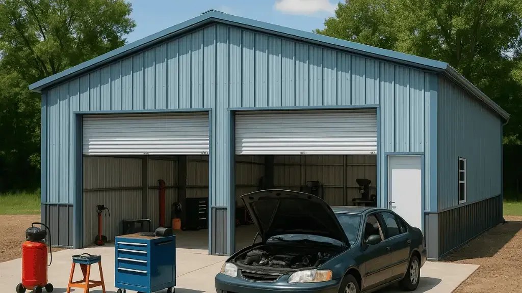 Spacious workshop metal building from Burlington Metal Building