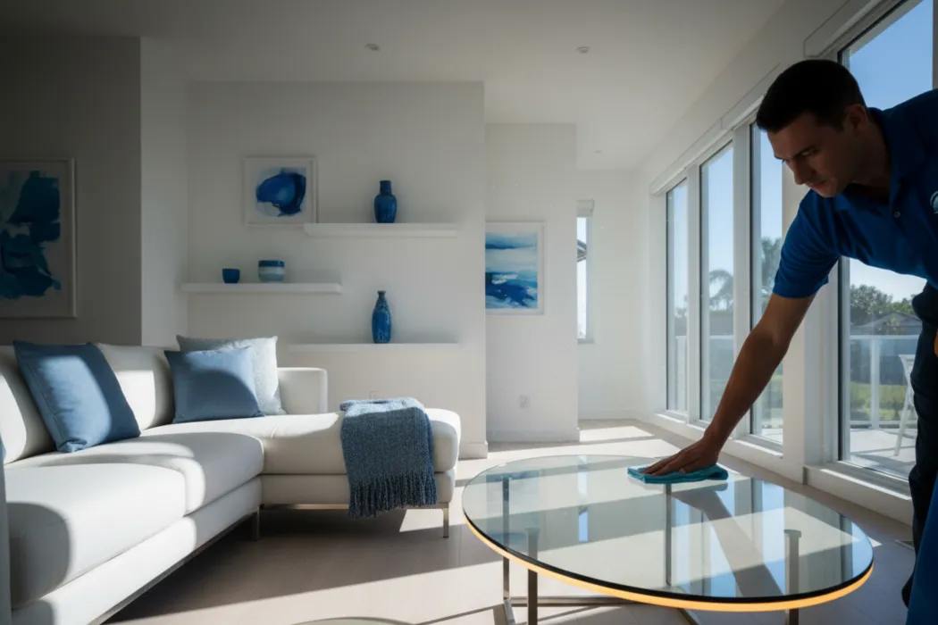 Professional deep cleaning service in a sunny Florida home