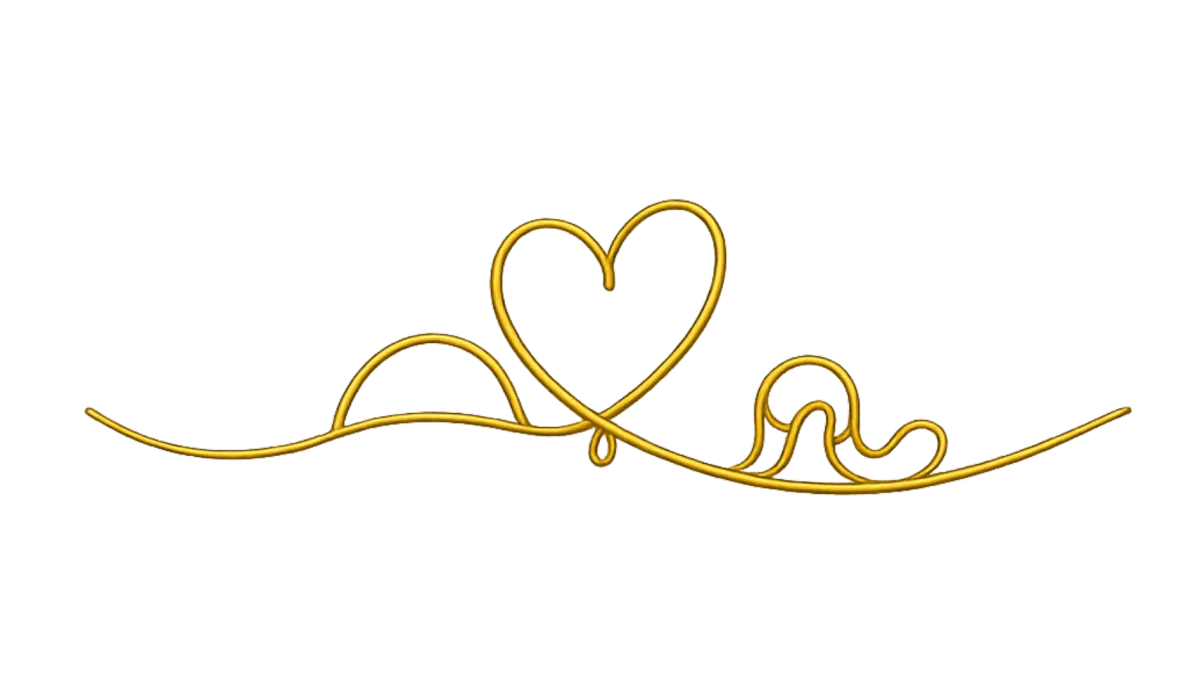 Gold inchworm and heart divider — signature brand element of Momfluence and the Steady Inch by Inch framework by Elizabeth Walker