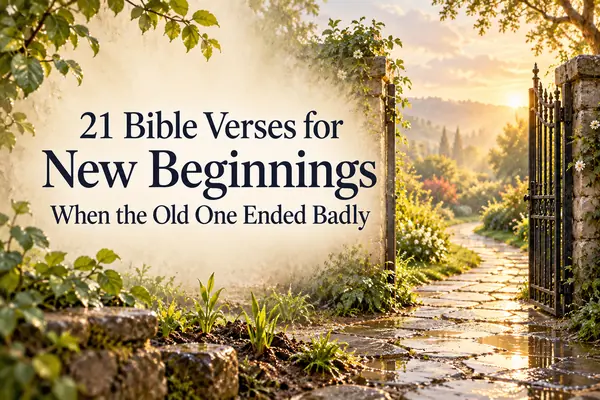 A garden path opening into soft morning light after rain for an article about Bible verses for new beginnings